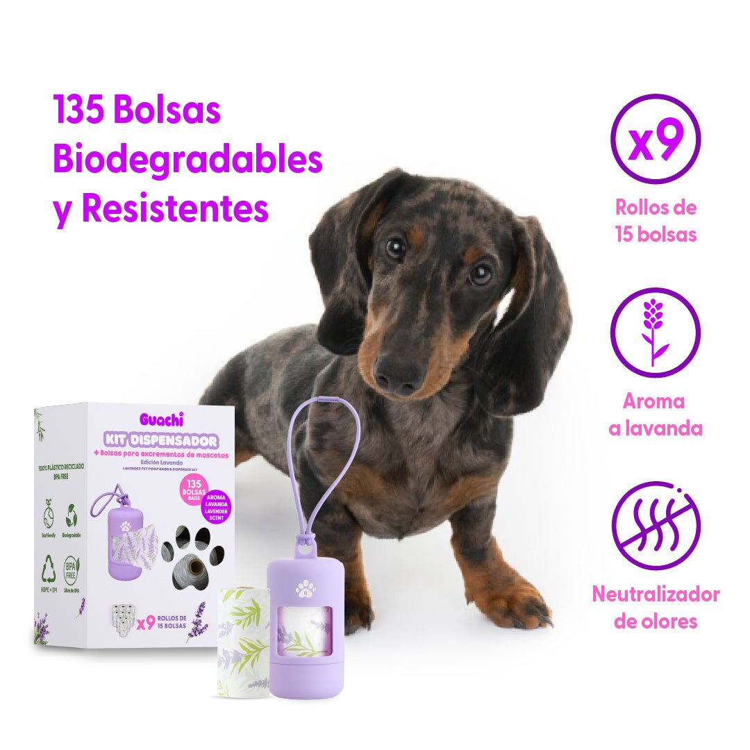 Kit Dispensador de Bolsas para Caca de Perros - Guachi