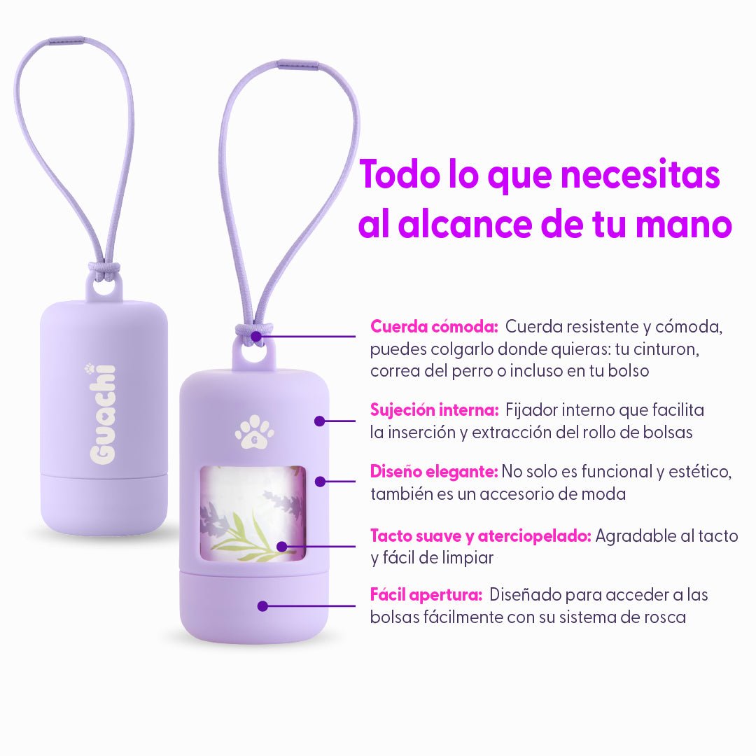 Kit Dispensador de Bolsas para Caca de Perros - Guachi