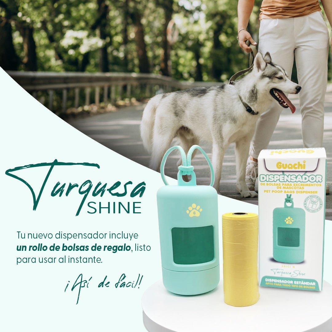 Porta bolsas caca perro | Edición Turquesa Shine - Guachi