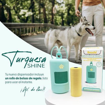 Porta bolsas caca perro | Edición Turquesa Shine - Guachi